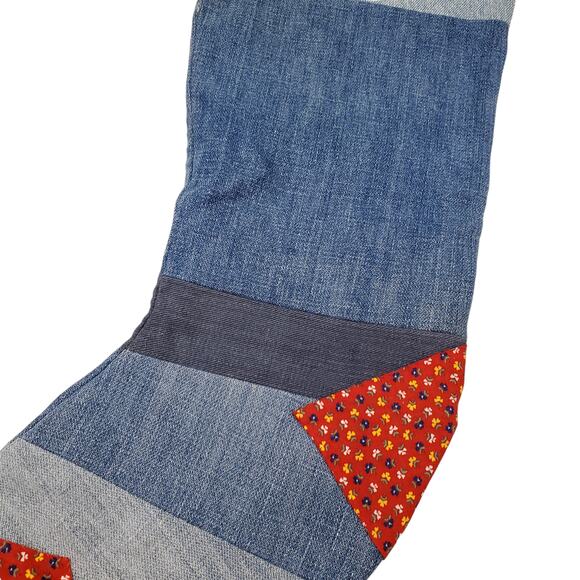 Vintage Denim Christmas Stockings Pair Deadstock Fabric Handmade Stockings - Picture 9 of 14